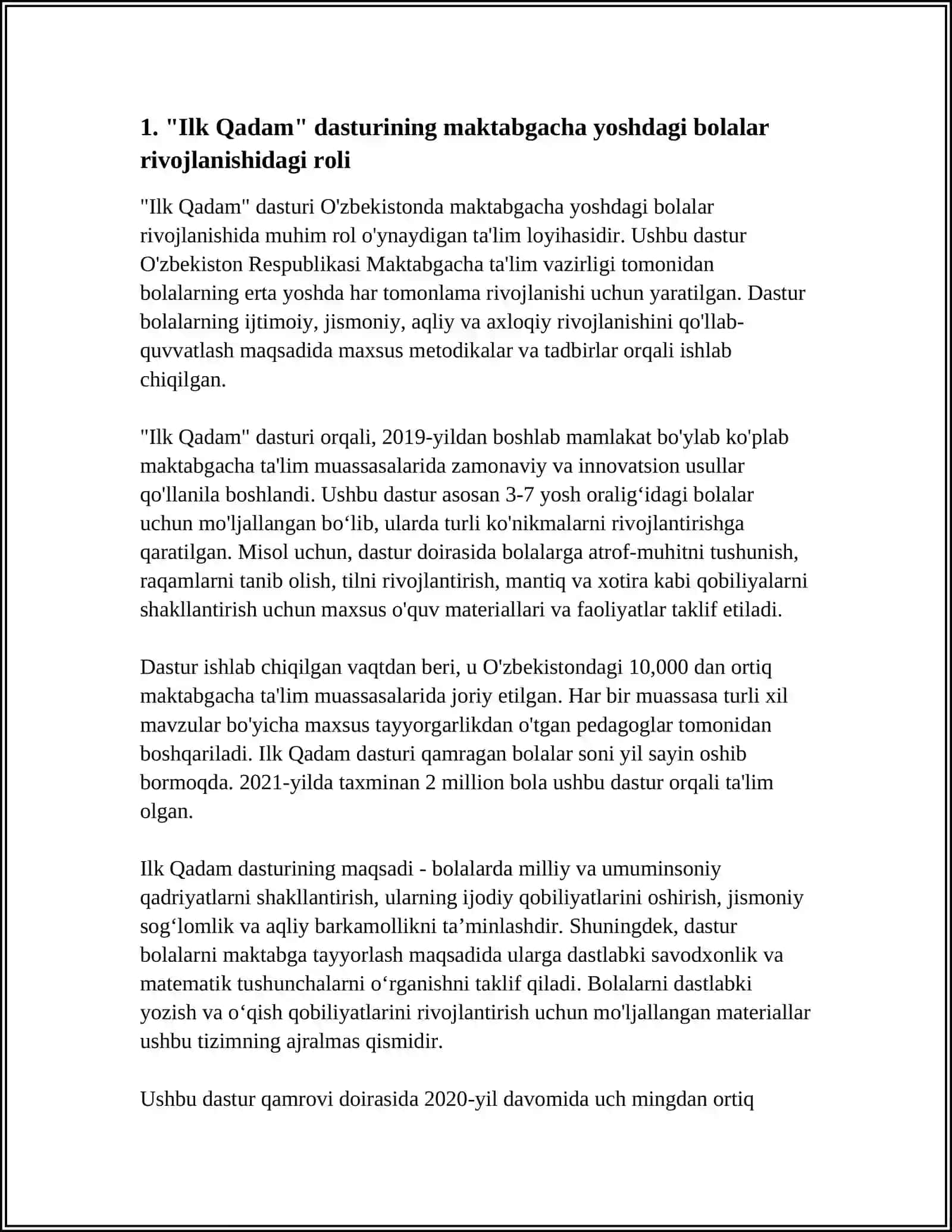 MAKTABGACHA YOSHDAGI BOLALAR RIVOJILANISHIDA "LK QADAM" DASTURINING AHAMIYATI 3