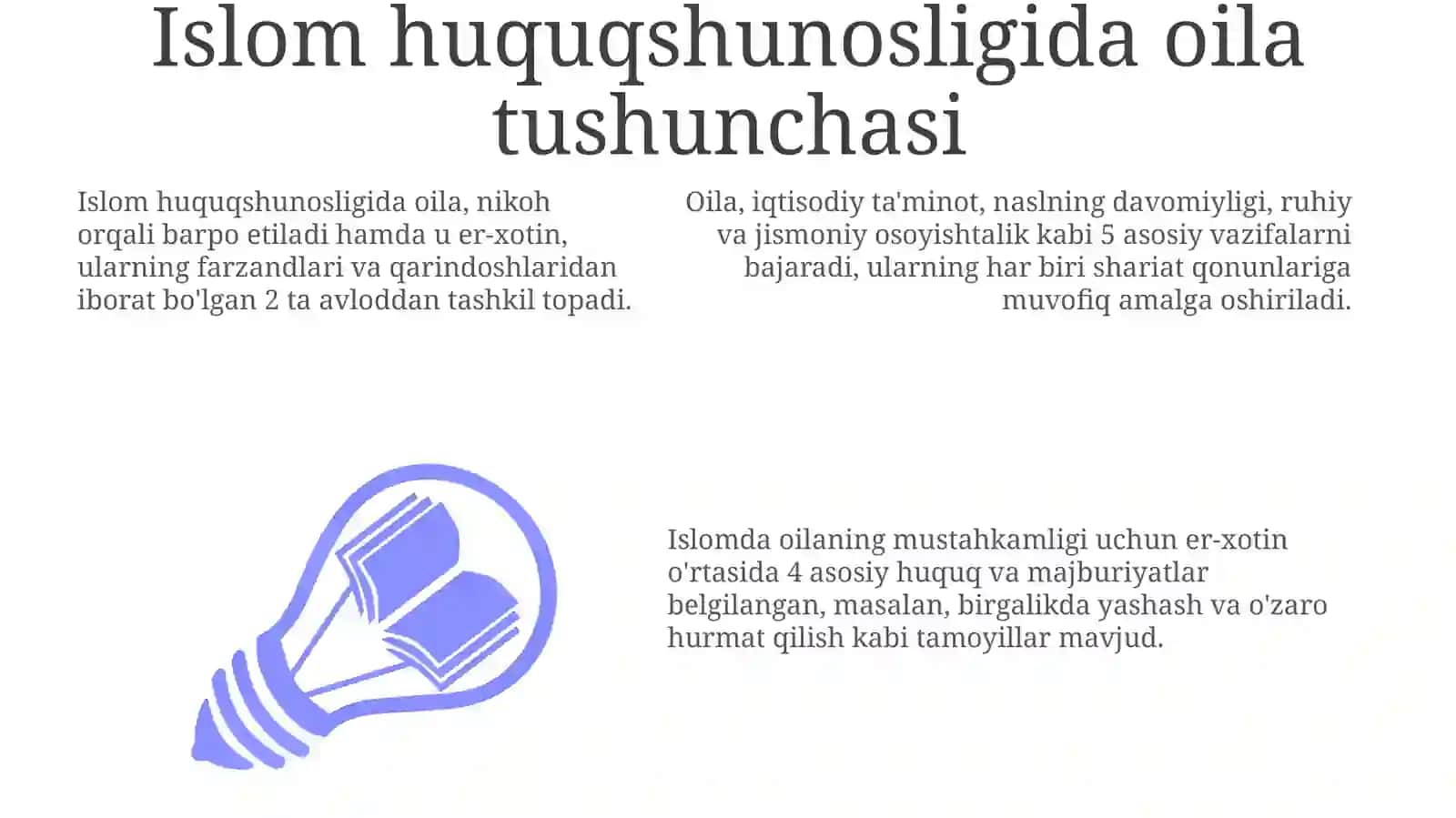 Islom huquqshunosligida oila nikoh taloq idda zihor tushunchalari tariflash 3