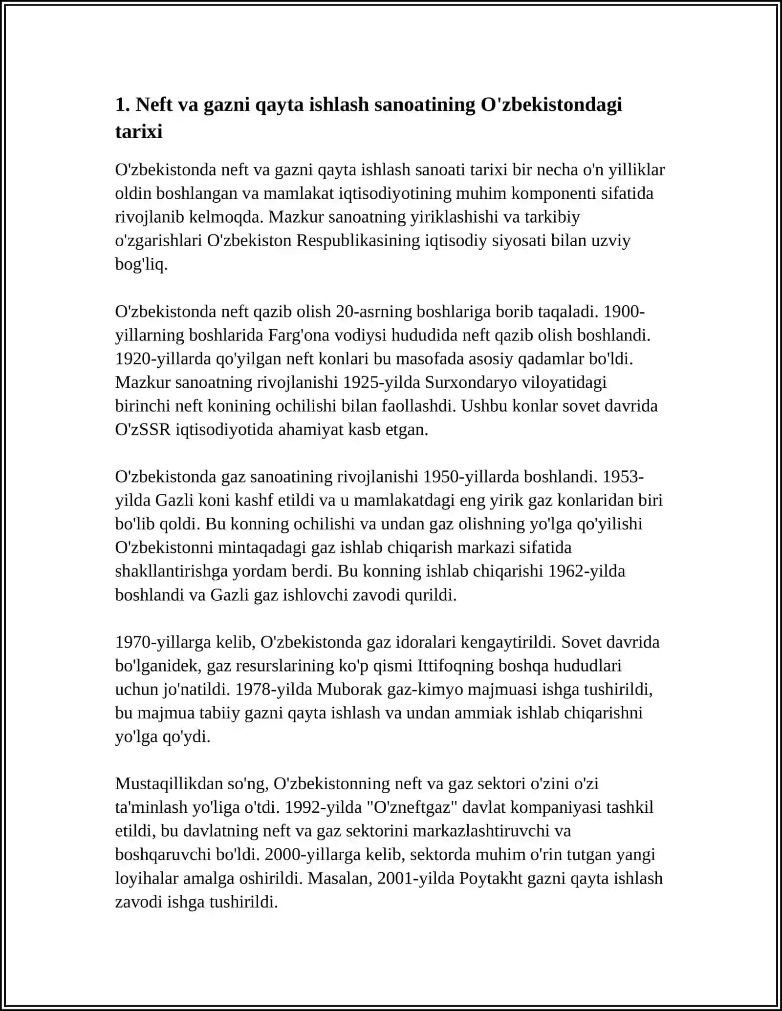 RESPUBLIKAMIZDA NEFT VA GAZNI QAYTA ISHLASH,SANOT KORXONALARI,ULARNING RIVOJLANISH BOSQICHLARI 3