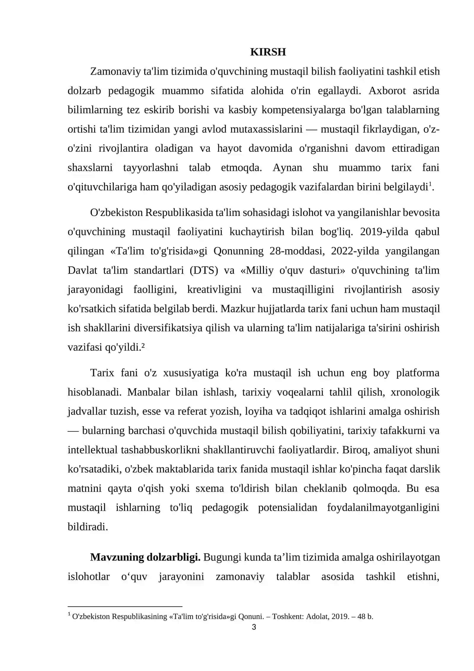 Tarixiy darslarini mustaqil ishlarini tashkil etish 3