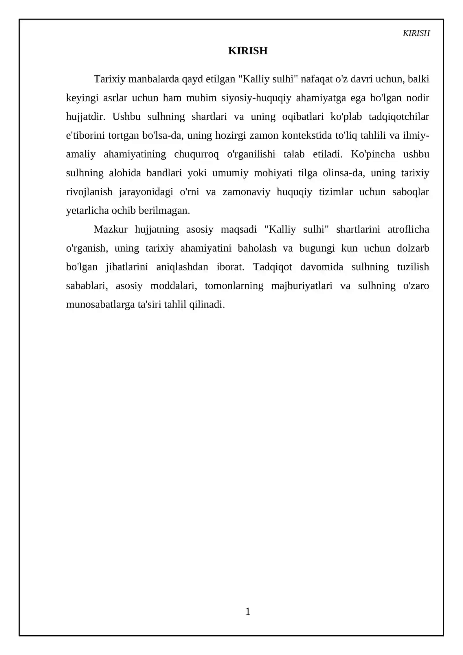 Kalliy sulhi shartlari va ahamiyati 3