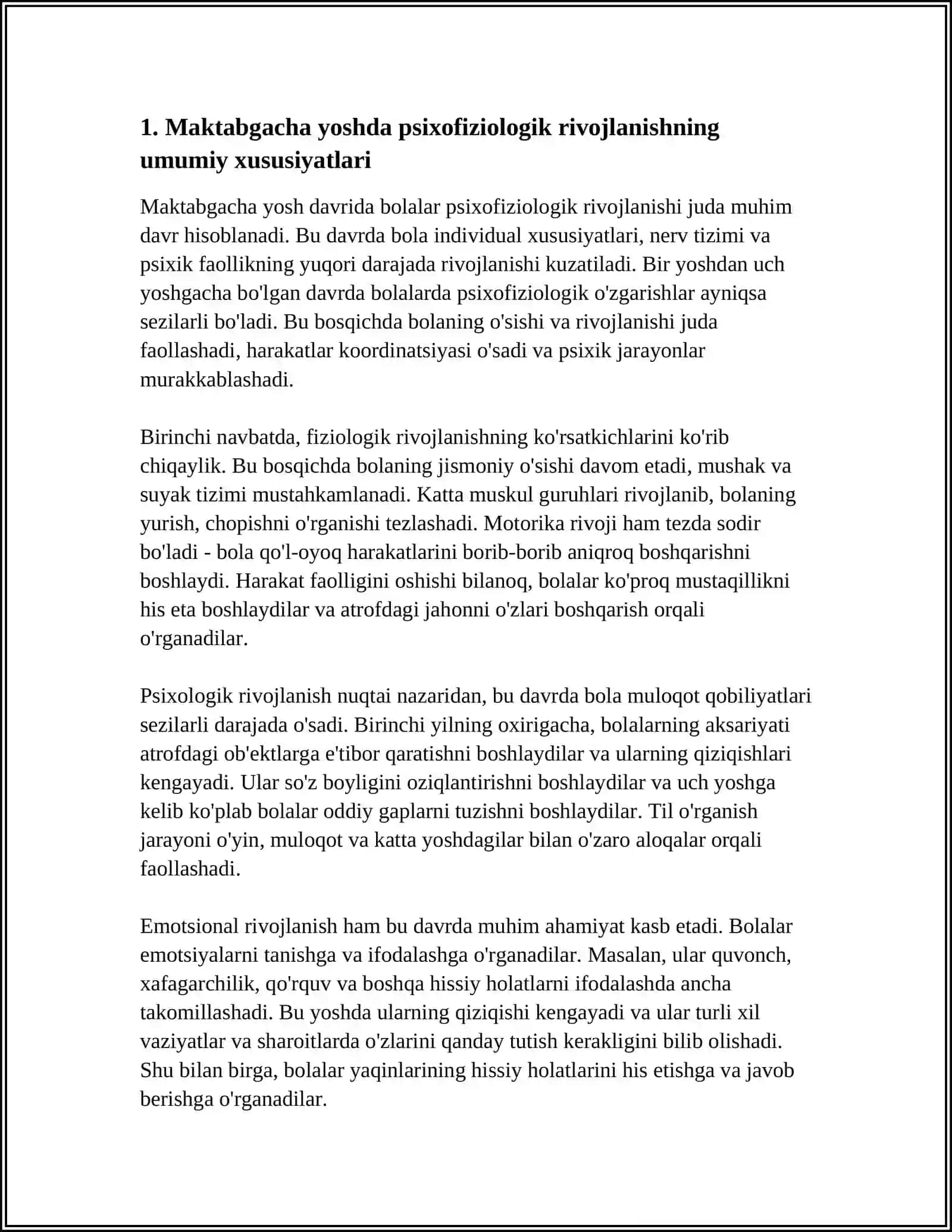MAKTABGACHA YOSH DAVRIDA PSIXOFIZIALOGIK TARAQQIYOTNING UMUMIY TAVSIFI 3
