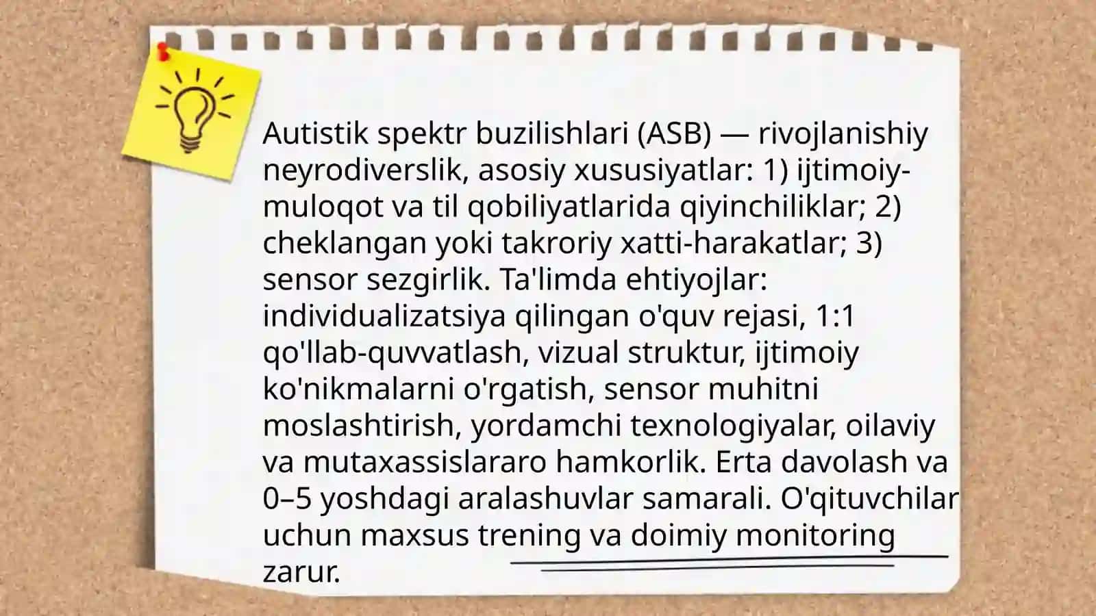 Autistik spektr buzilishlariga ega bo'lgan bolalarni ta'lim ehtiyojlari 3