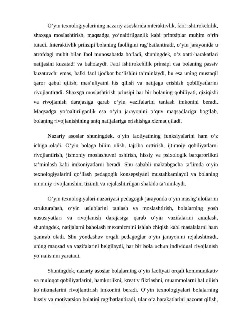 Maktabgacha ta’limda o’yintexnologiyalari nazariyasi va metodikasi 3