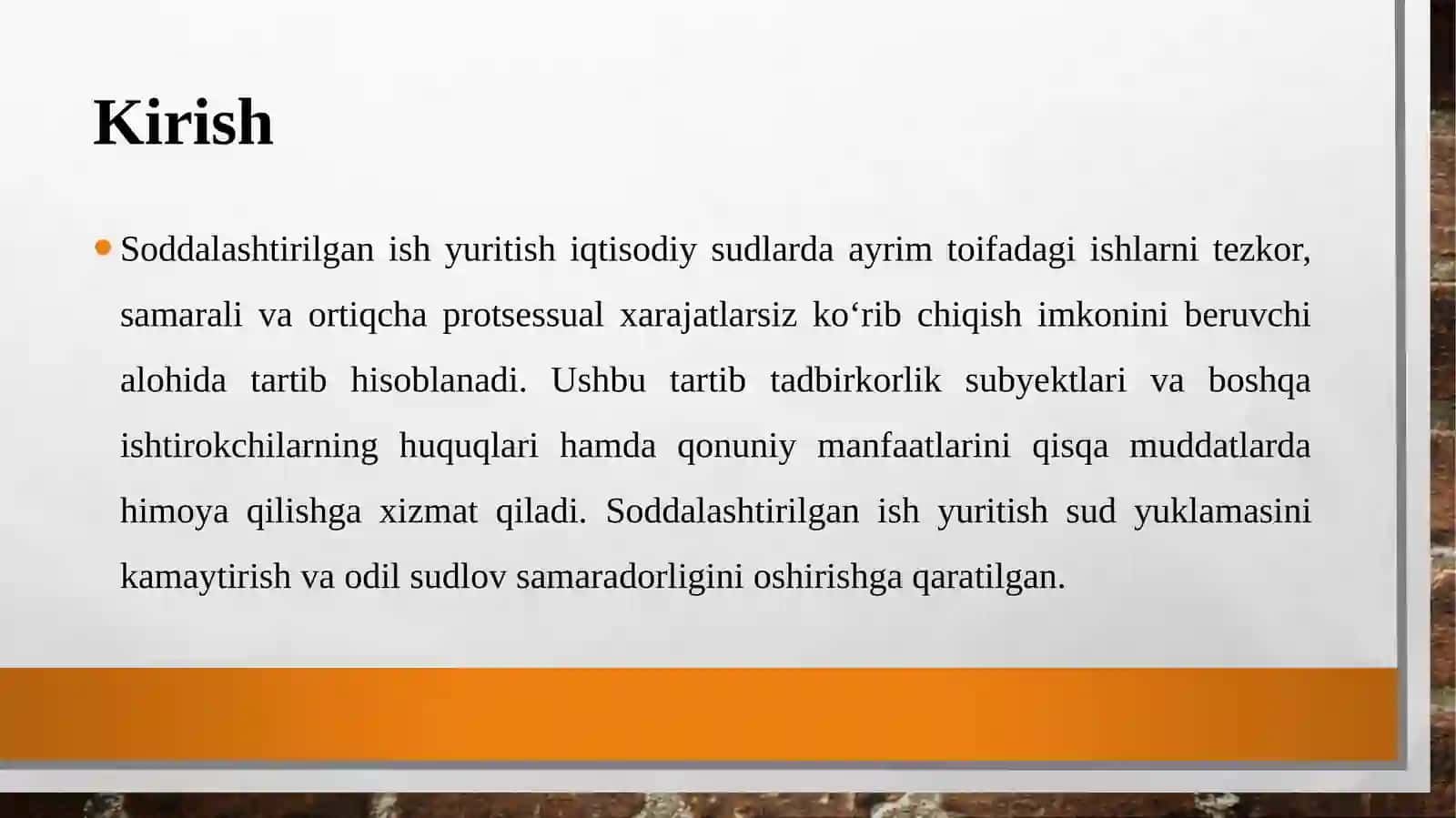 Soddalashtirilganish yuritish tartibi dak o‘rib chiqiladigan ishlar 3
