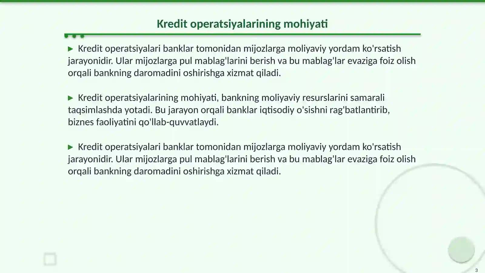 Banklarda kredit operatsiyalarining buxgalteriya hisobi 3