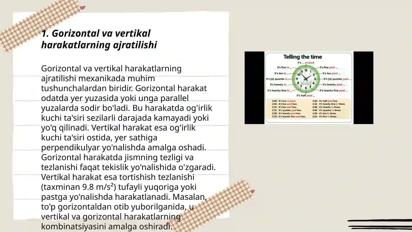 Gorizantga burchak ostida otilgan jisimning harakatini o'rganish 3