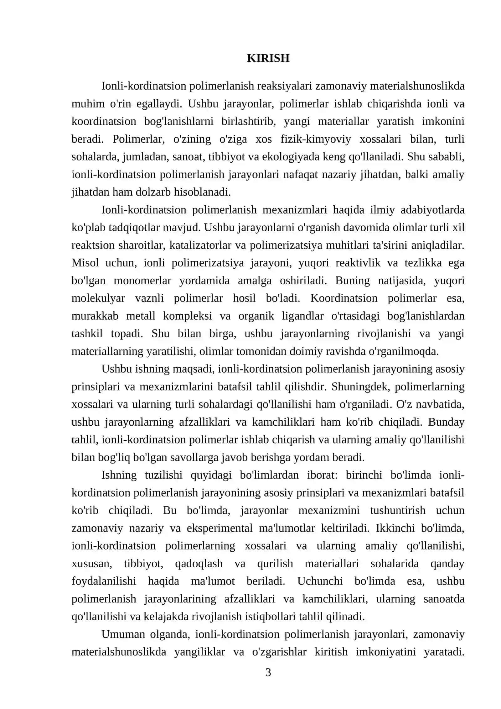 Ionli-kordinatsion polimerlanish reaksiyalari 3