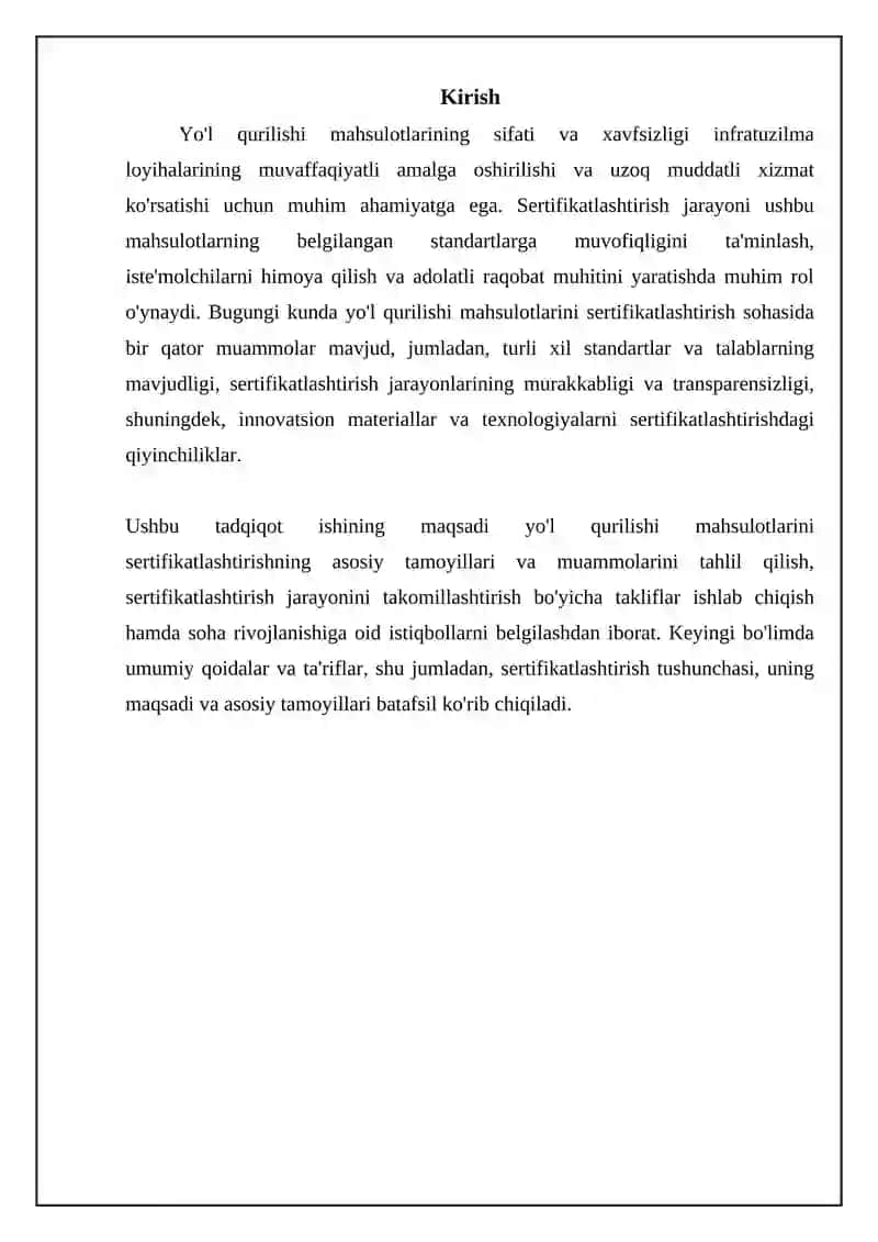 Yo'l qurilish materiallarini sertifikatlashtirishning tamoyillari va asosiy masalalari 3