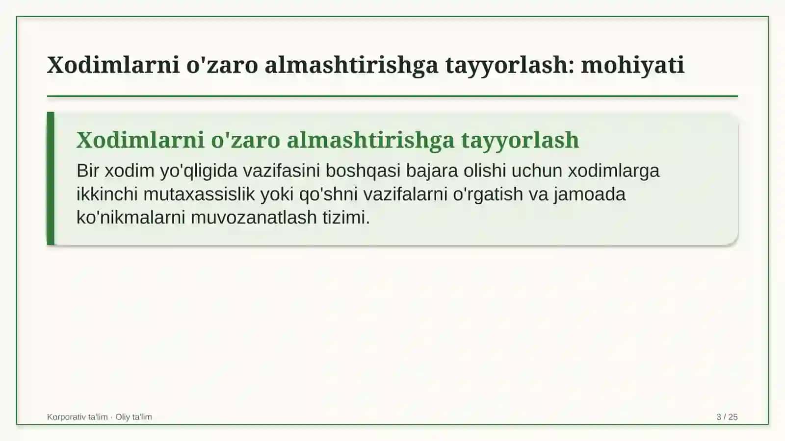 byudjet tashkilotlarida xodimlarni o'zaro almashtirishga tayyorlash 6328 3