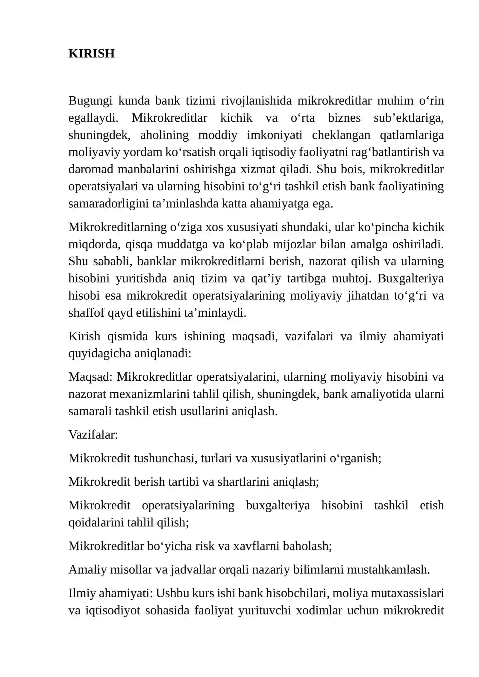Mikrokreditlar Operatsiyalari va Ularning Hisobining Tashkil Etish 3