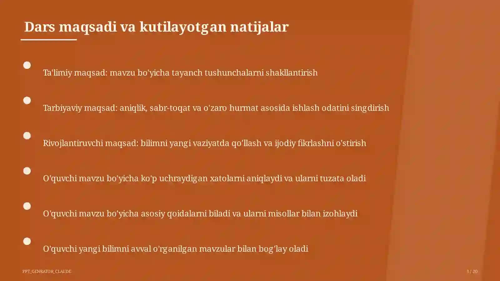 Dars rejasi 3