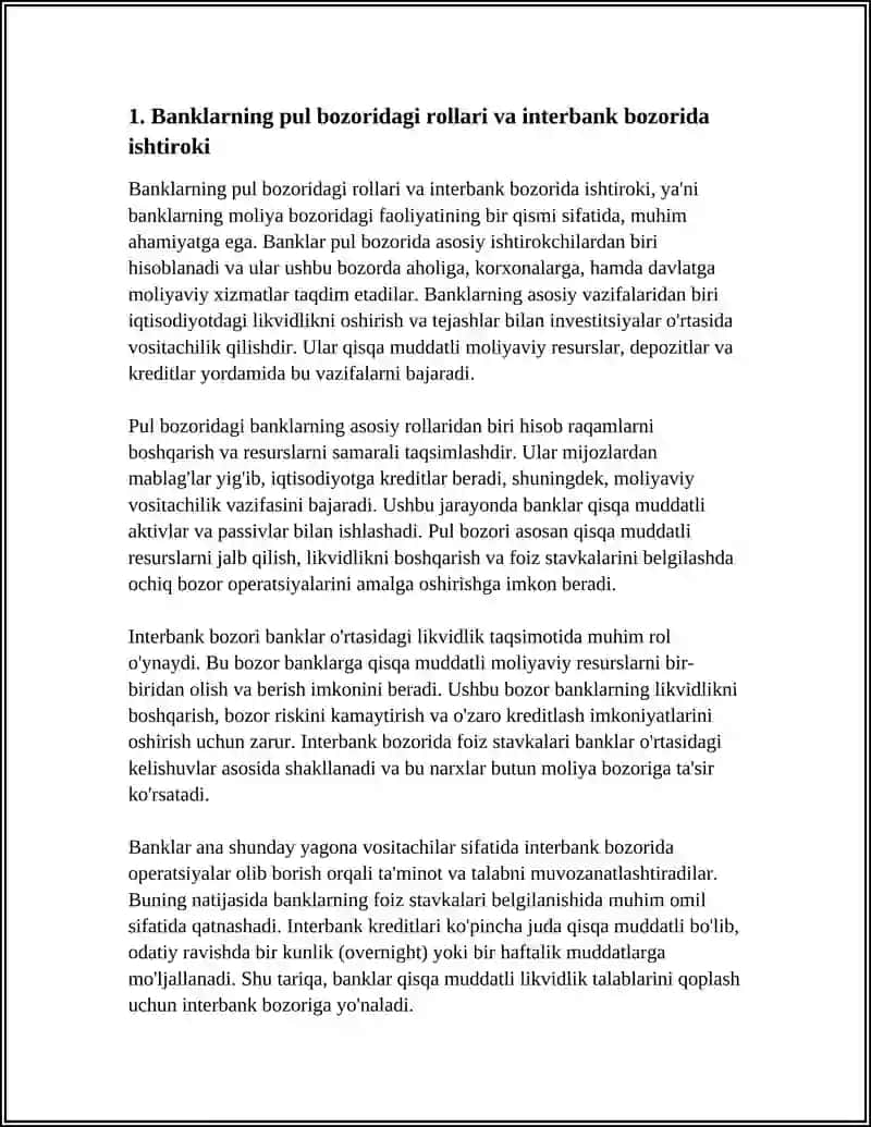 BANKLARNING MOLIYA BOZORIDAGI FAOLIYATI 3