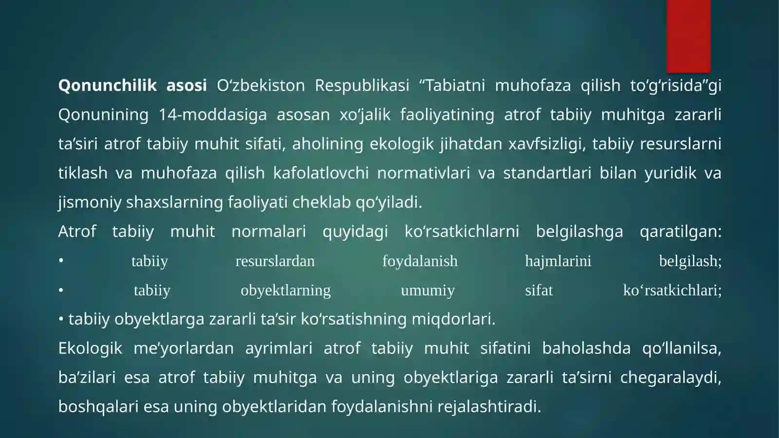 EKOLOGIK ME’YORLASH, STANDARTLASHTIRISH VA SERTIFIKATLASHTIRISHNING HUQUQIY ASOSLARI 3