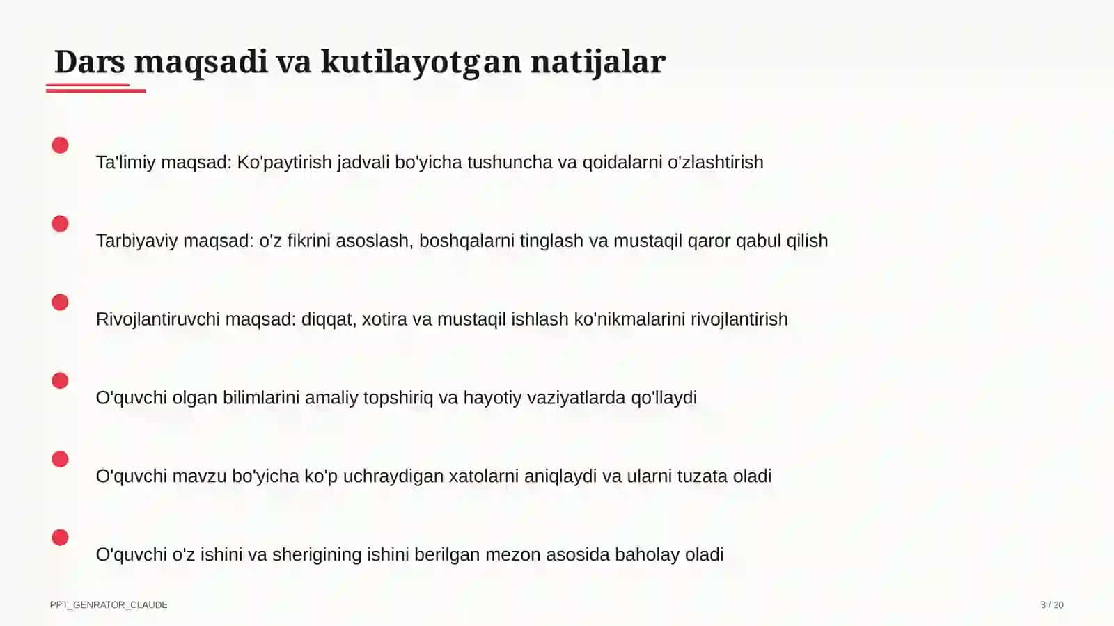 Ko'paytirish jadvali (2-sinf) 3
