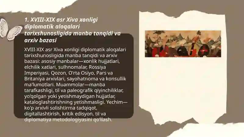 XVIII-XIX asr Xiva xonligi diplomatik aloqalari tarixshunosligi 3