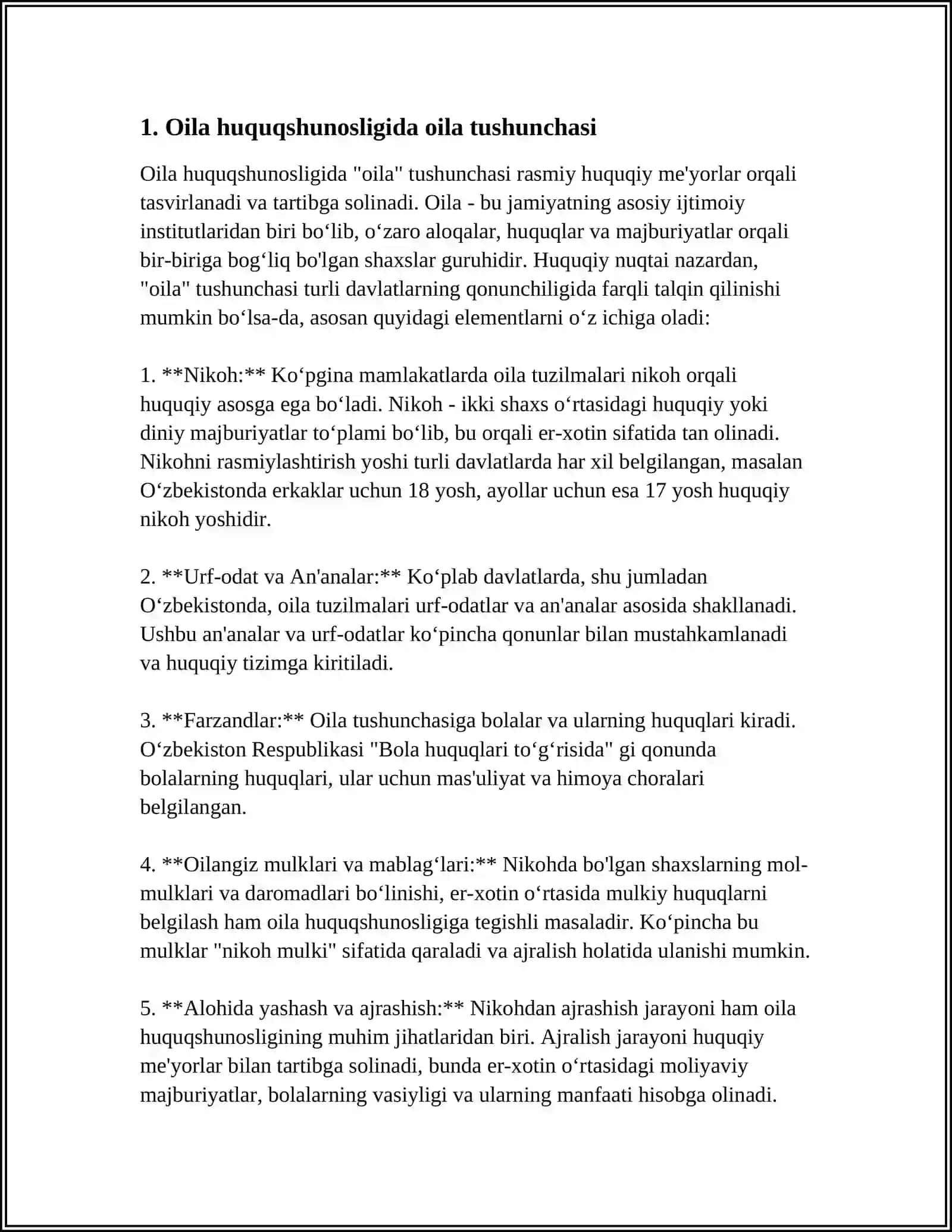 ISLOM HUQUQSHUNOSLIGIDA OILA, NIKOH, TALOQ, IDDA, ZIHOR TUSHUNCHALARINI TAʼRIFLASH VA TAQDIMOT TAYYORLASH HAMDA "JAMIYAT HAYOTIDA DUNYOVIYLIK VA DINIYLIK MUTANOSIBLIGI"MAVZUSIDA 10 TA KAZUS SAVOL TAYYORLASH 3
