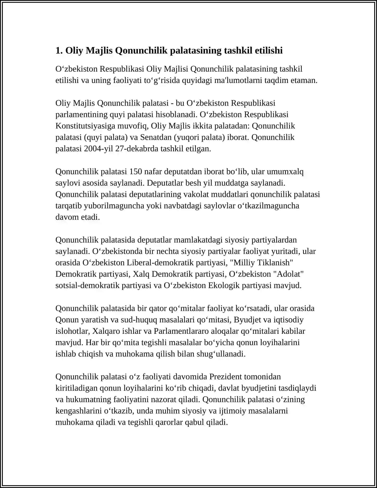 OLIY MAJLIS QONUNCHLIK PALATASINING HUQUQIY HOLATI 3