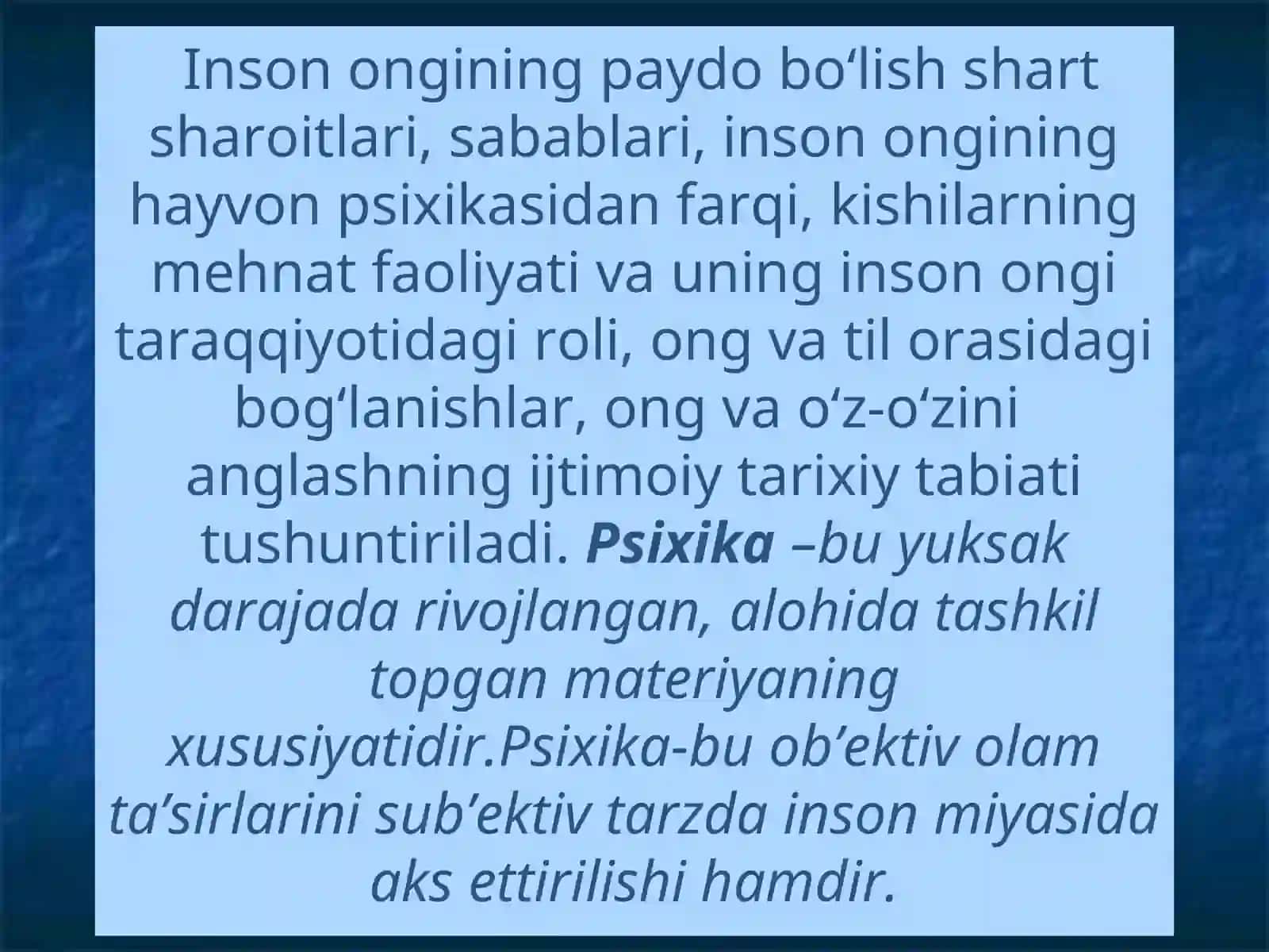 Psixika va ongning taraqqiyoti 3