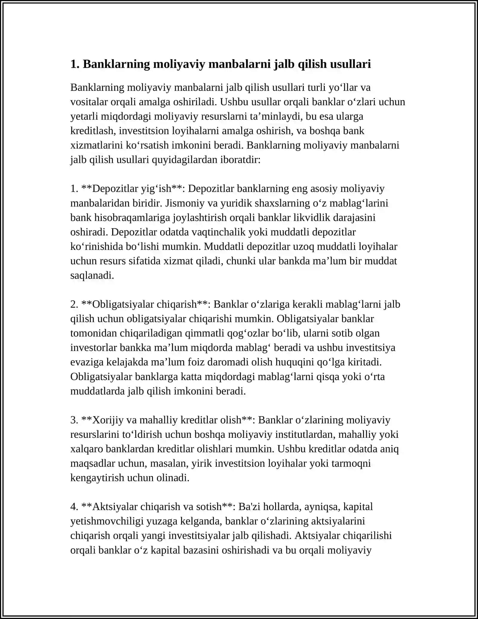 BANKLAR MOLIYA MANBAI SIFATIDA 3