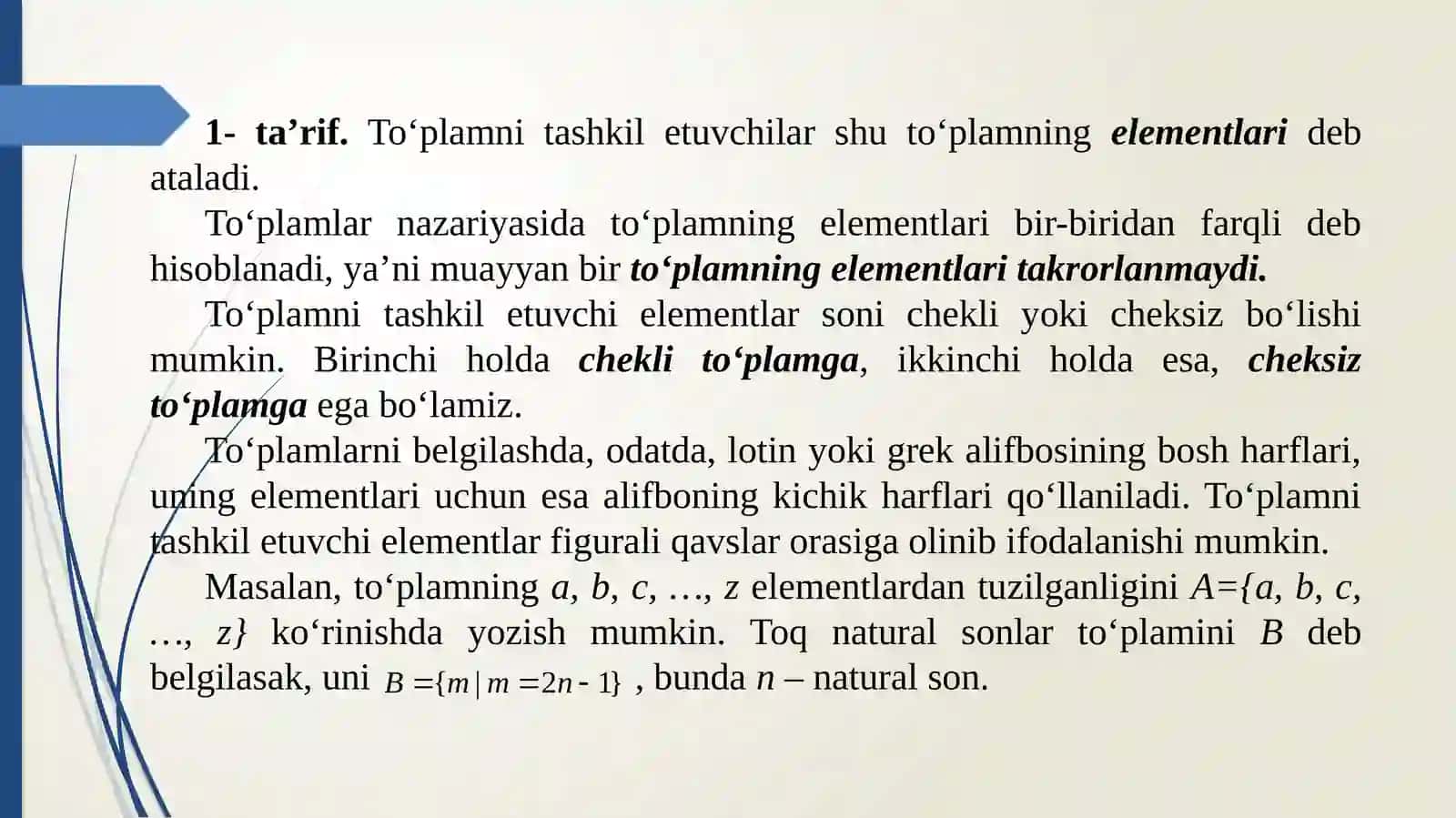 To‘plamlar ustida amallar 3