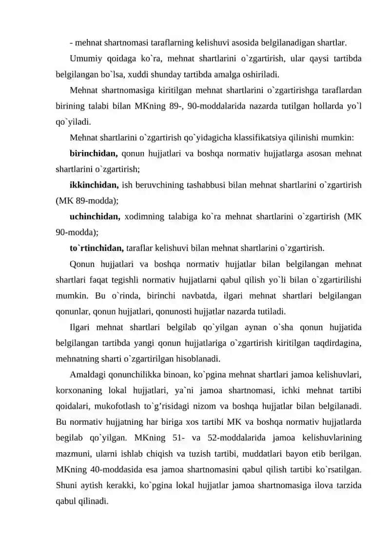 Mehnat Shartlarini O'zgartirish Asoslari 3