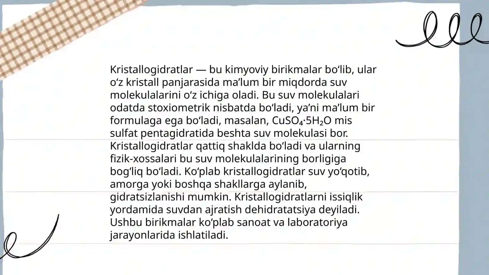 Kristallogidratlarni xosil bo'lish issiqligini o'rganish 3