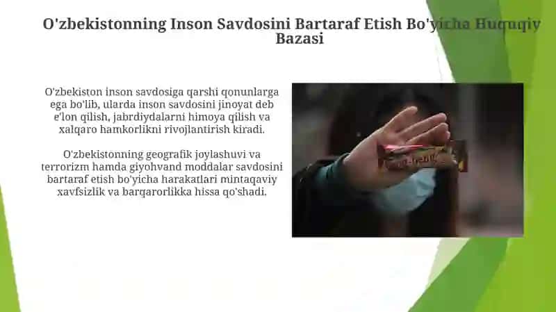 Oʻzbekistonning Inson Savdosini Bartaraf Etish Bo'yicha Huquqiy Bazasi 3