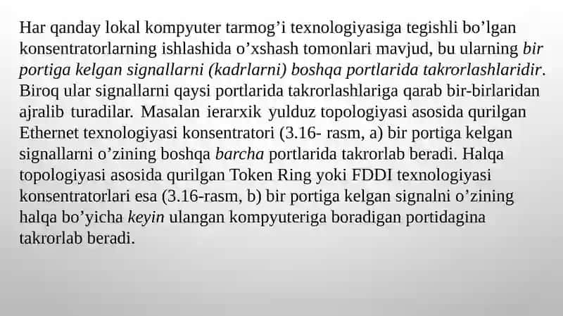 Lokal kompyuter tarmoqlarining kommunikatsion qurilmalari 3