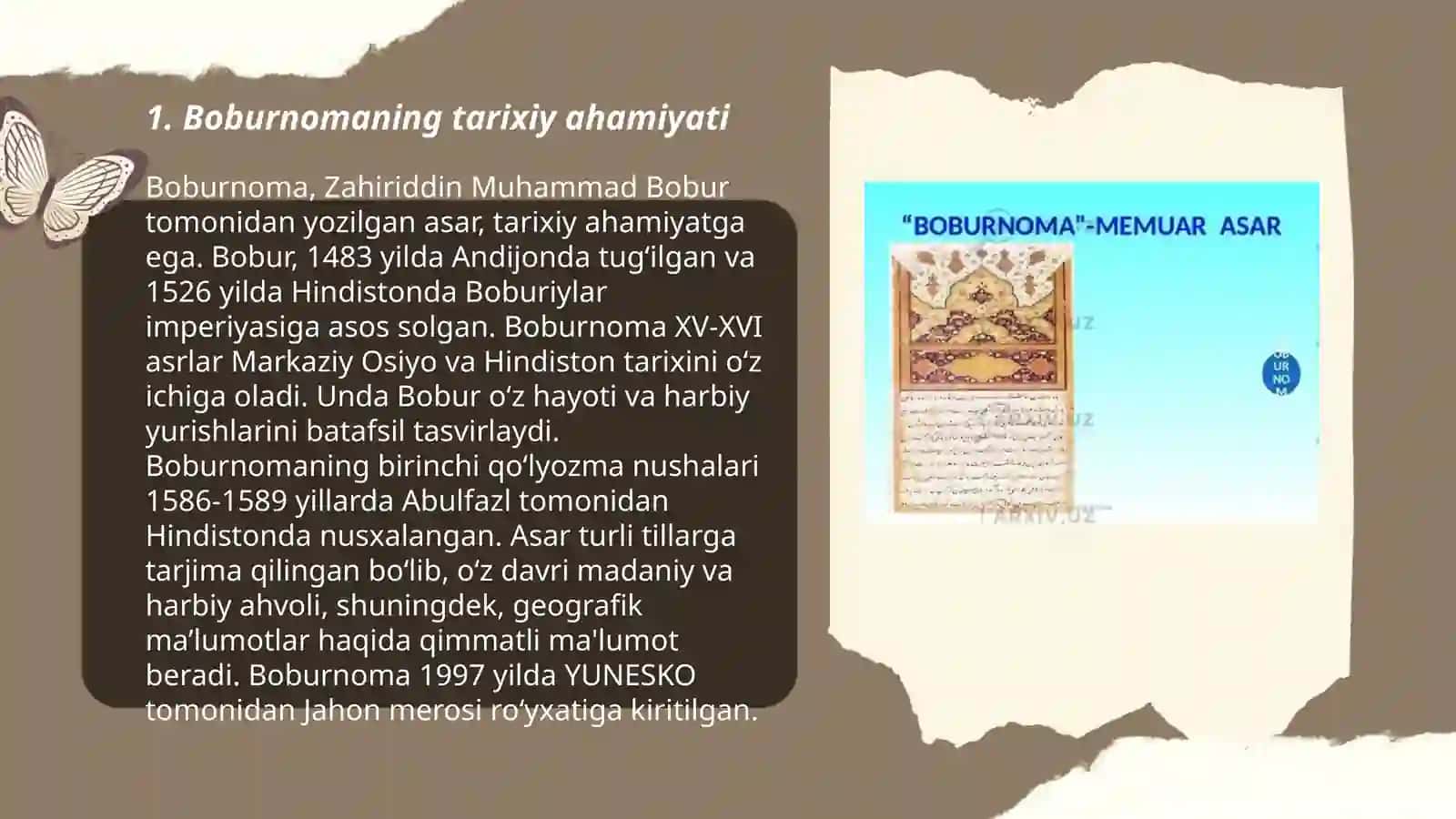 Boburnoma asari haqida 3