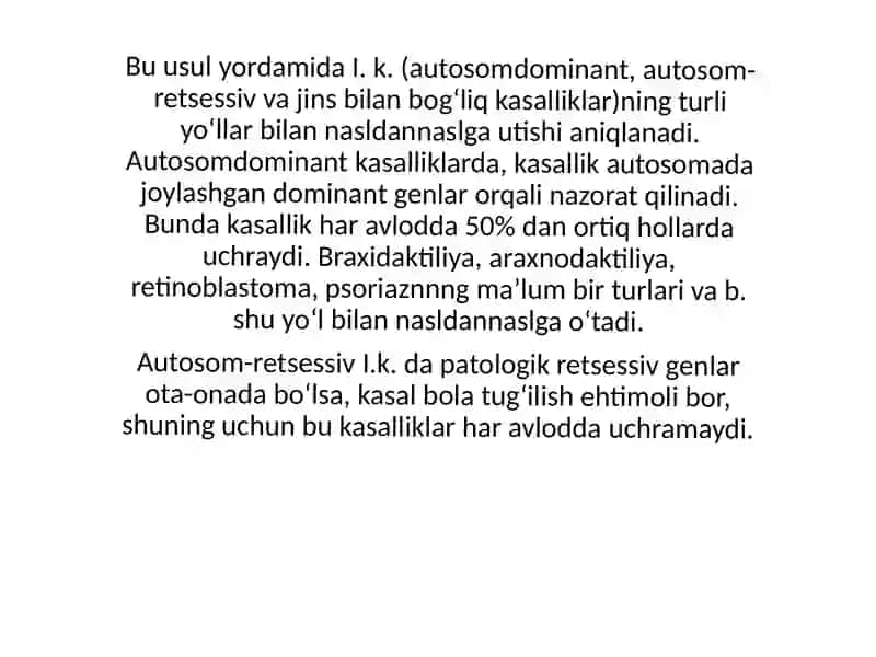 Irsiy kasalliklar, xramasoma kasalliklari. Irsiy kasalliklar . Gen va irsiyatga moyil kasalliklar. Nikoh turlari. tibbiy genetik maslahatlar 3