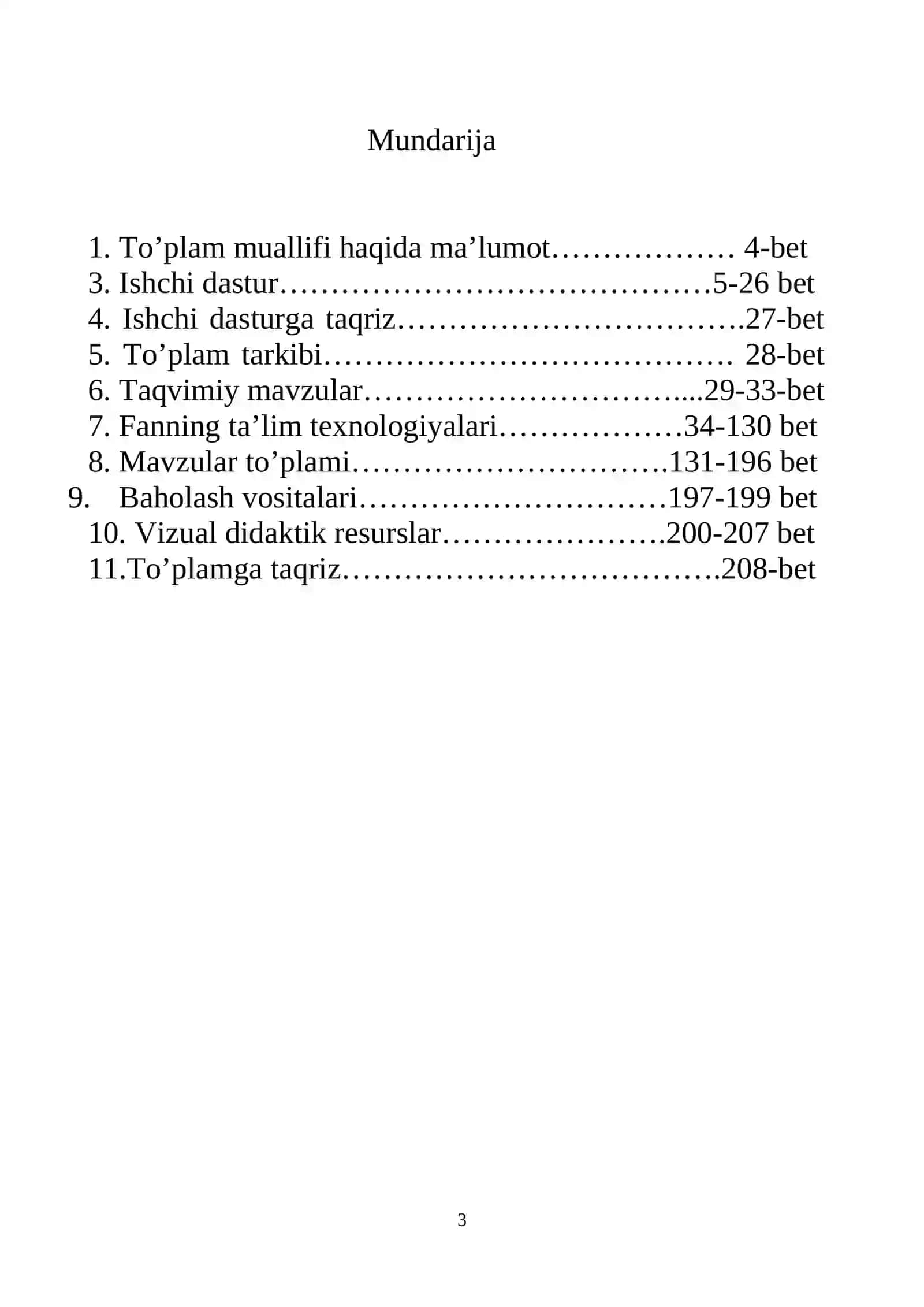 Sanitariya va gigiyena fanidan O‘QITISH MATERIALLARI TO‘PLAMI 3