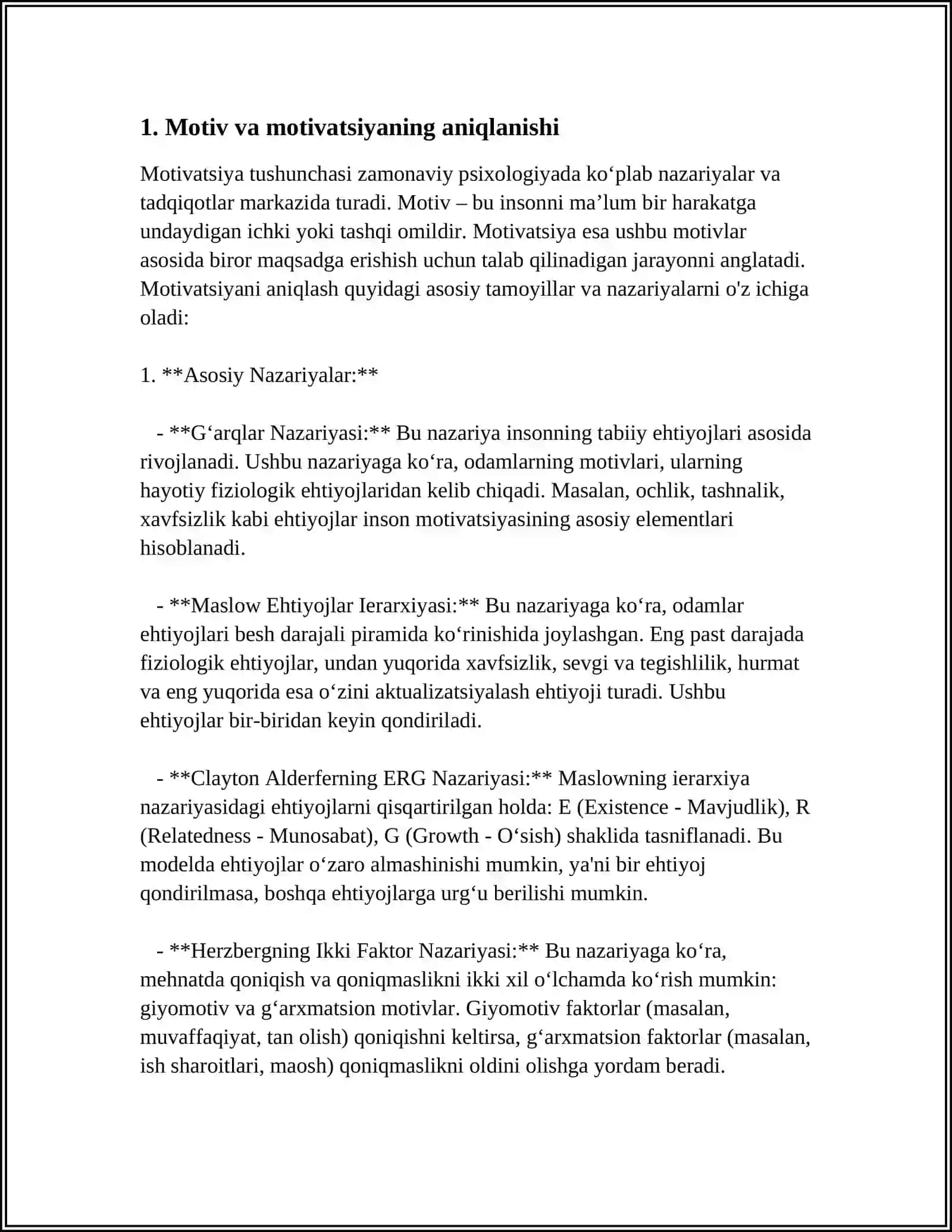 XORIJ PSIXOLOGIYASIDA MOTIV VA MOTIVATSIYA MUAMMOSI 3