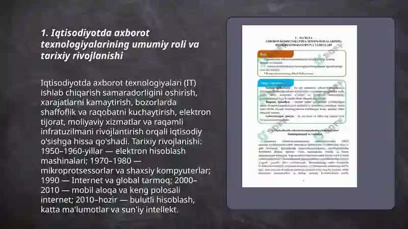 Iqtisodiyotda axborot texnologiyalarining o’rni va ahamiyati 3