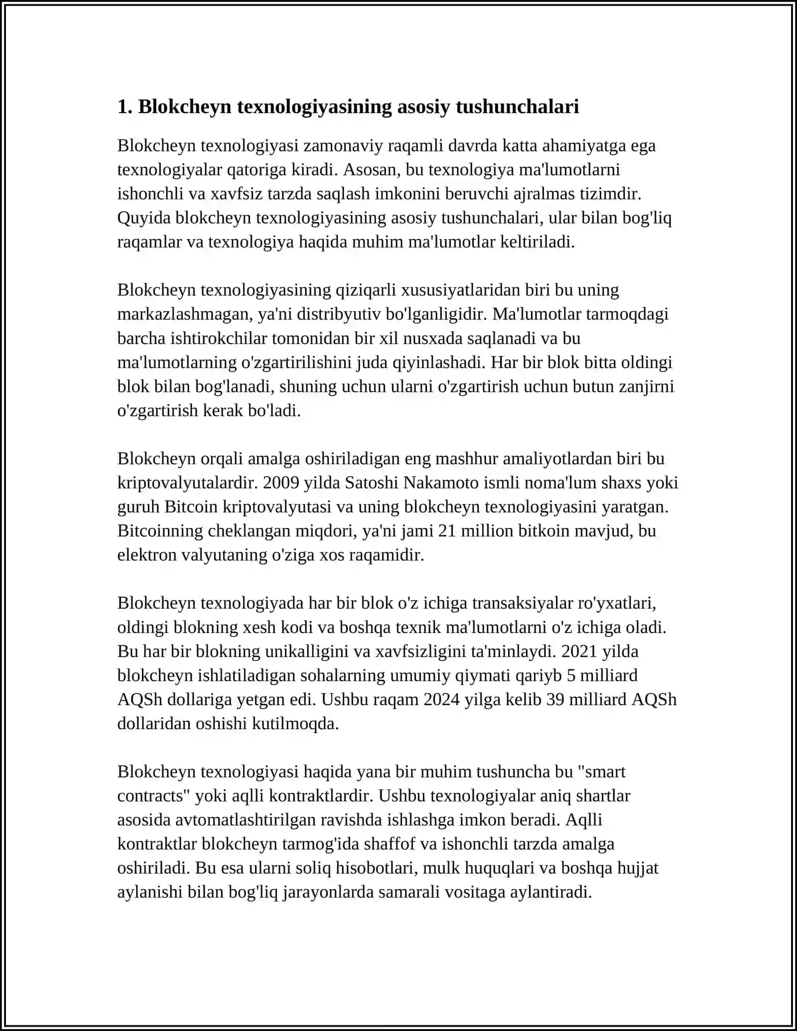 BLOKCHEIN TEXNOLOGIYASI VA UNING XAVFSIZLIKDAGI O'RNI 3