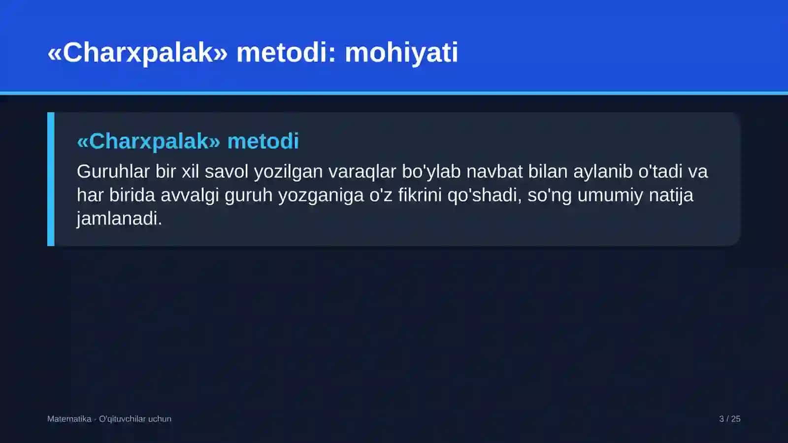 matematika darslarida charxpalak metodidan foydalanish 3346 3