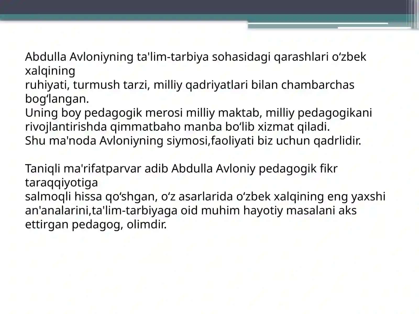 Abdulla Avloniyning “Turkiy guliston yoxud axloq” asari dagi pedogogik qarashlari 3