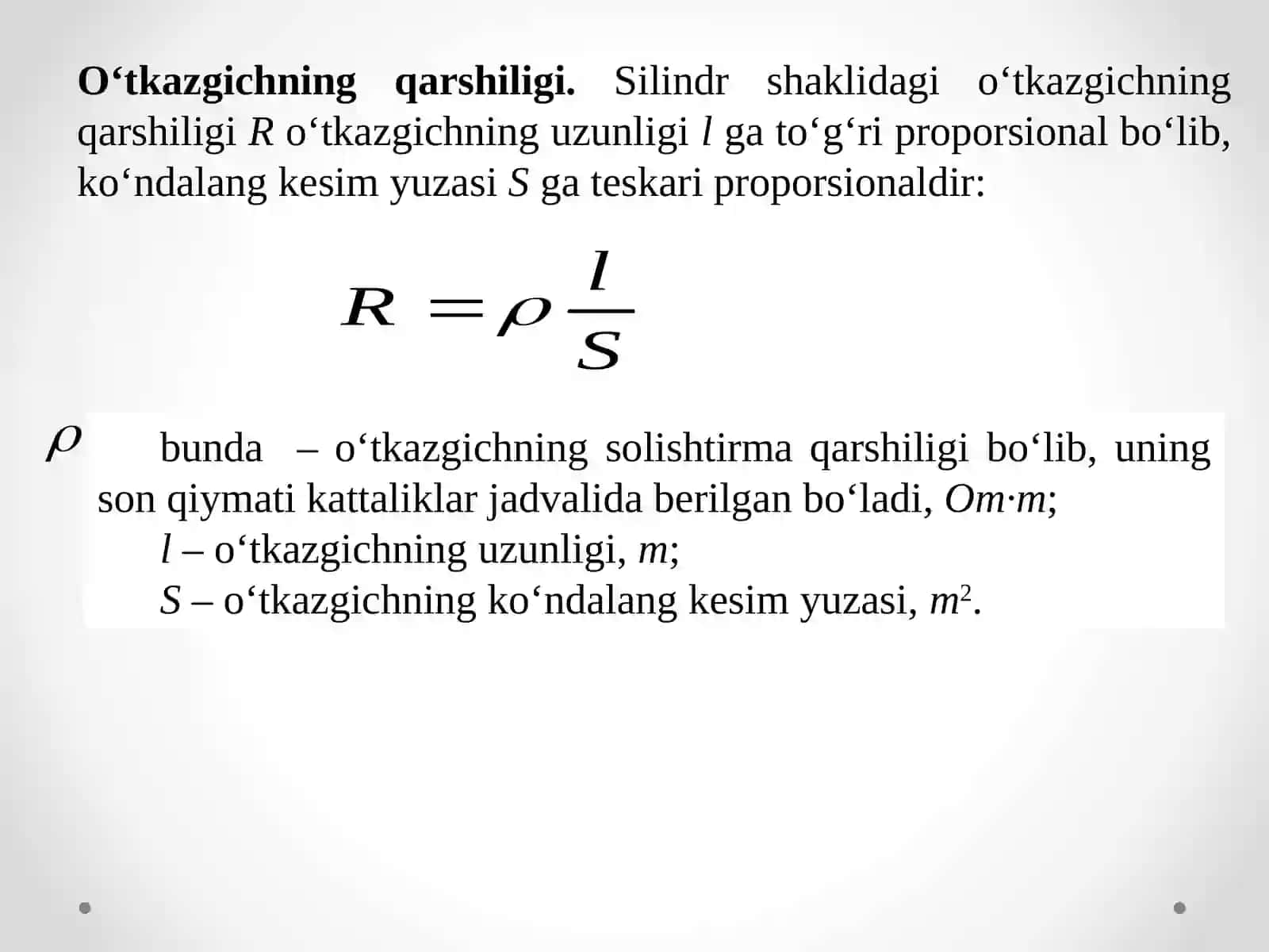 Elektr o‘tkazgichlar va ularga oid masalalar 3