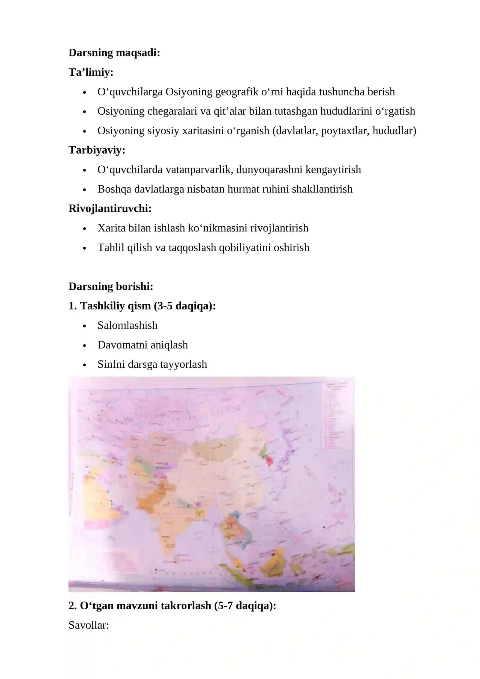 Osiyoning geografik o‘rni, chegaralari va siyosiy xaritasi 3