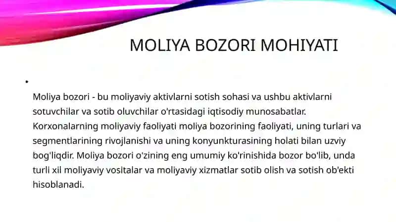 Moliya bozori tushunchasi va funksiyasi 3