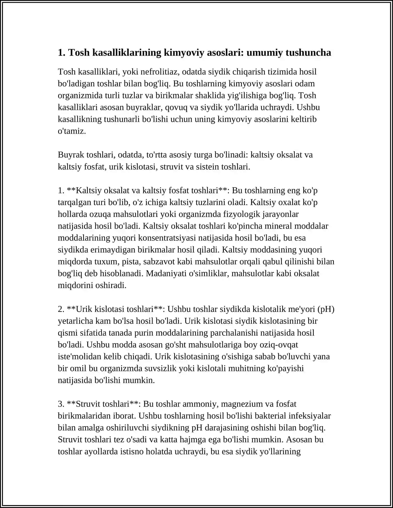 Tosh kasalliklarining kimyoviy asoslari 3