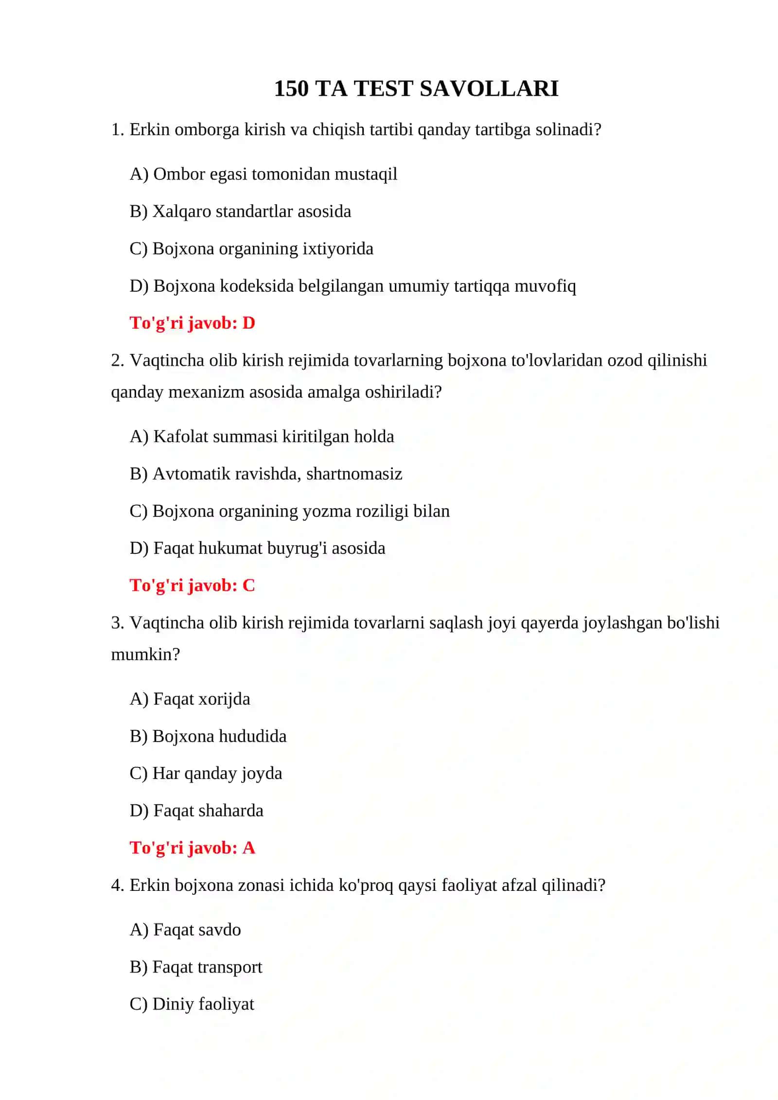 ERKIN BOJXONA ZONASI TESTLARI 3