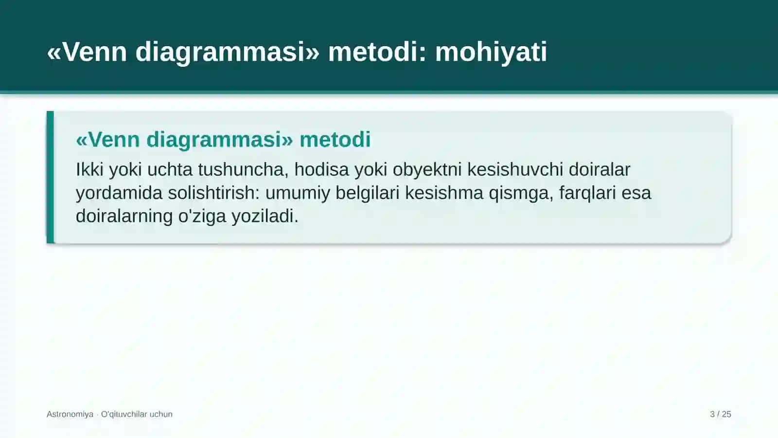 astronomiya darslarida venn diagrammasi metodidan foydalanish 4171 3