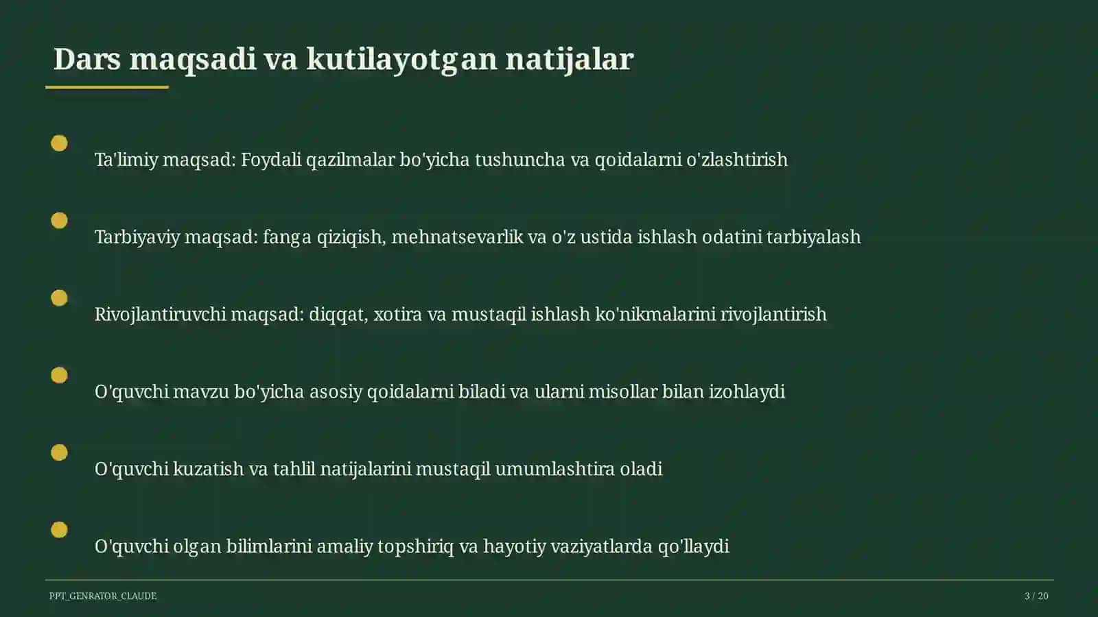 Boshlang'ich sinf: Tabiatshunoslik (1–4) — o'qituvchilar uchun 3