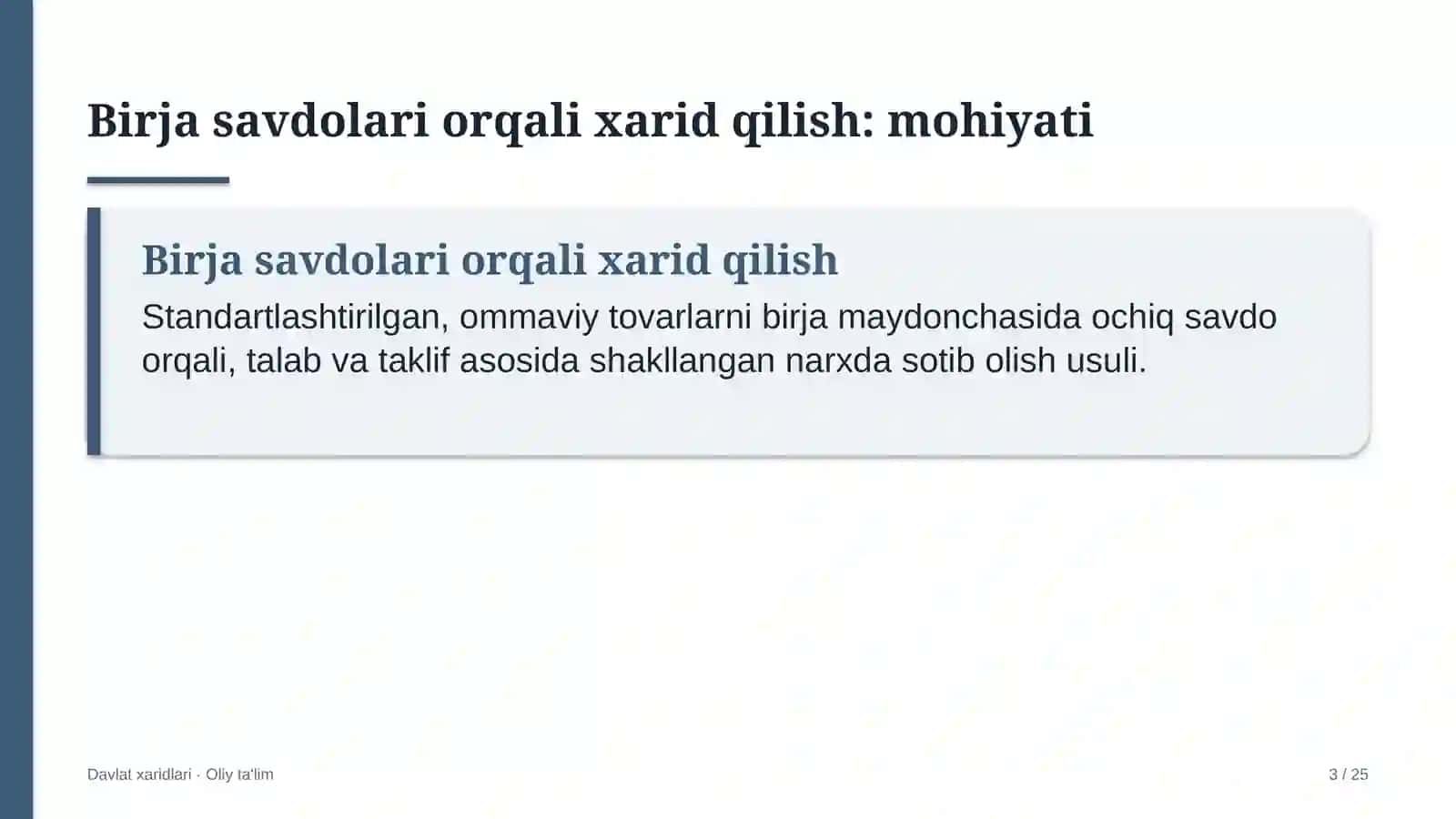Konsalting kompaniyalarida birja savdolari orqali xarid qilish 3