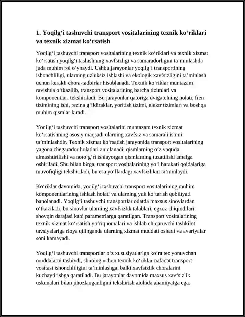 Yoqilg‘i tashuvchi transport vositalarining texnik ko‘riklari va texnik xizmat ko‘rsatish 3