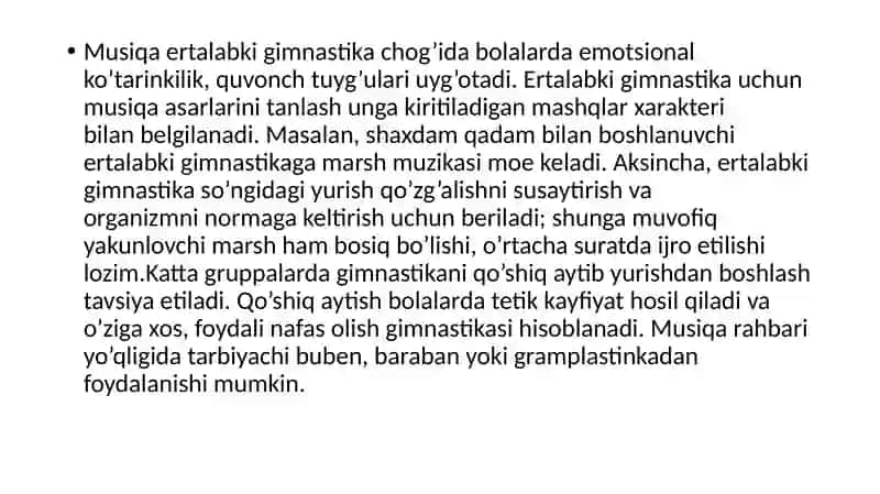 Ertalabki gimnastikani musiqa ostida ôtish 3