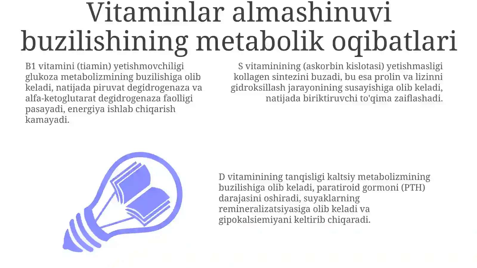 Vitaminlar almashinuvi buzilishining metabolik oqibatlari 3
