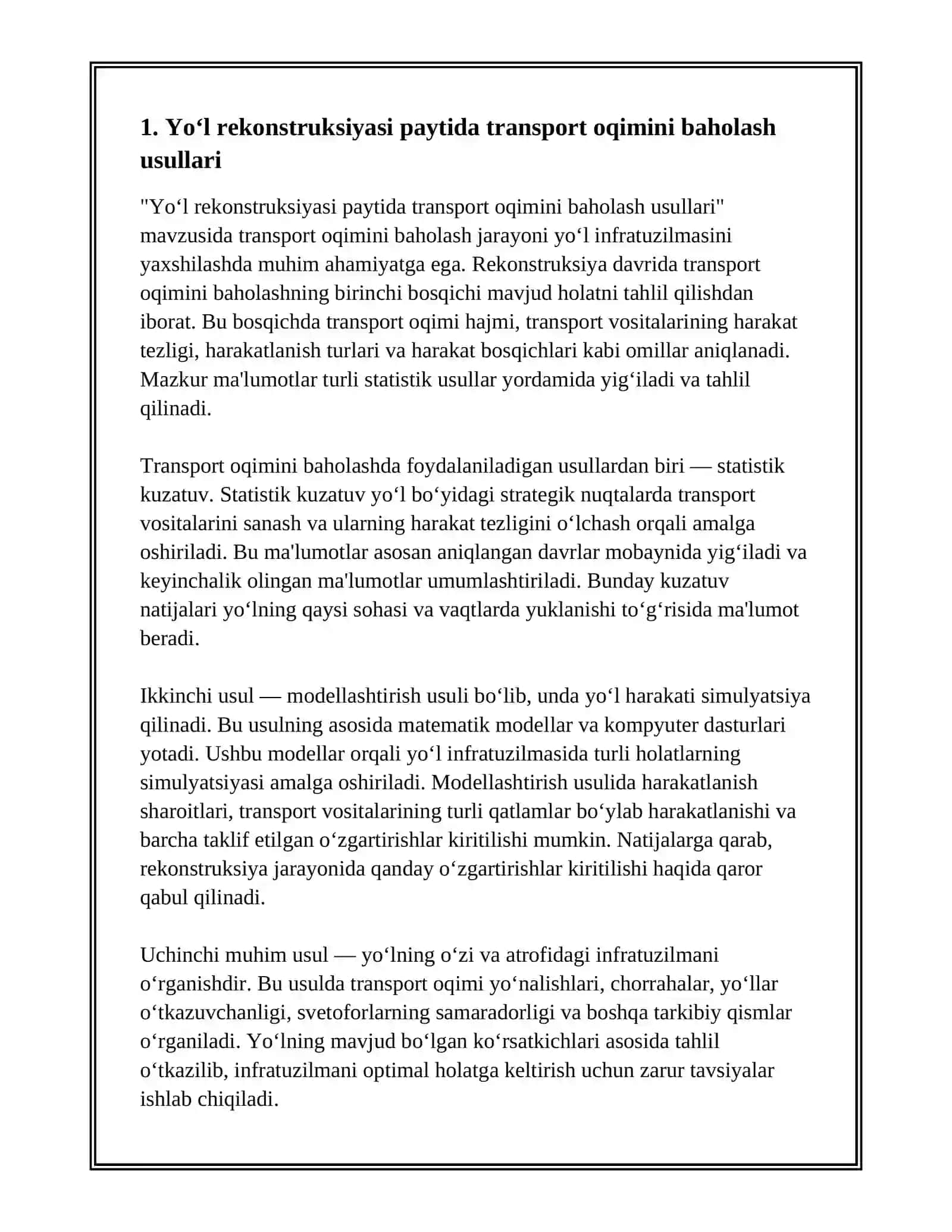 Yoʻl Rekonstruksiyasi Jarayonida Transport Oqimining Ta'siri Qanday Baholanadi 3