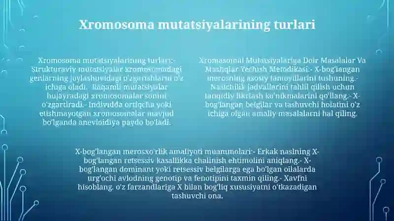 Xramasoma Mutatsiyalariga Doir Masalalar Va Mashqlar Yechish Metodikasi 3